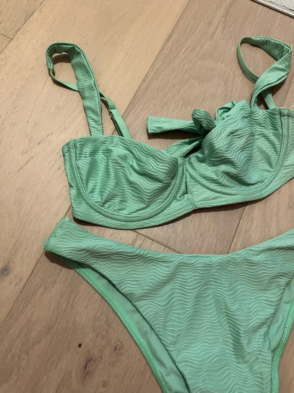 Monday Swimwear Mint Green Textured Underwire Bikini Set